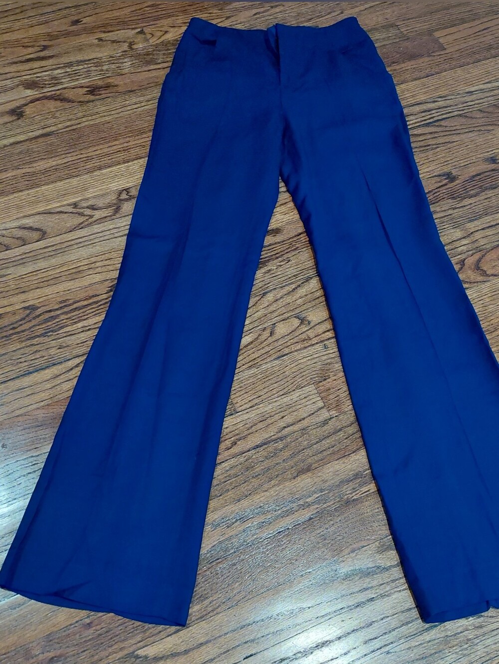 Zara Woman Small Stylish Wide Leg Trousers in Dark Navy Blue